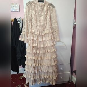 Mac Duggal Cream Lace Dress